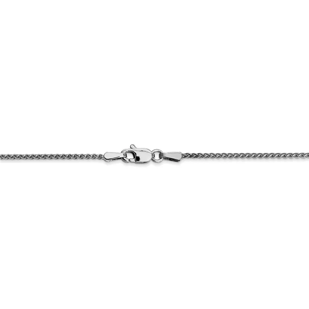 1.25mm 10k White Gold Solid Spiga Chain Anklet, 10 Inch
