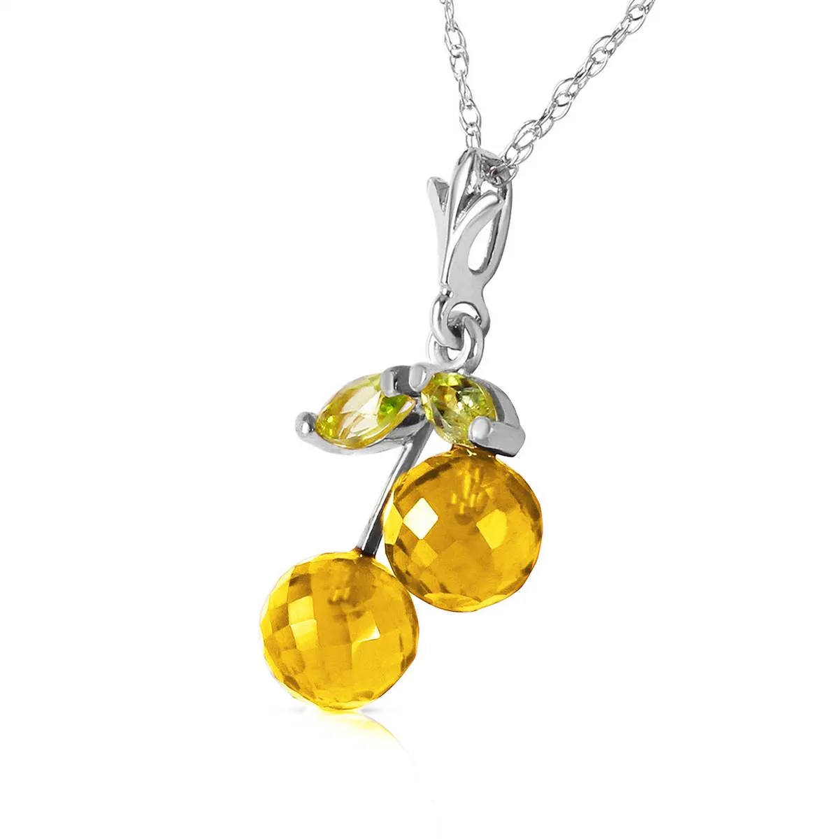 1.45 Carat 14K Solid White Gold Uptown Flair Citrine Peridot Necklace