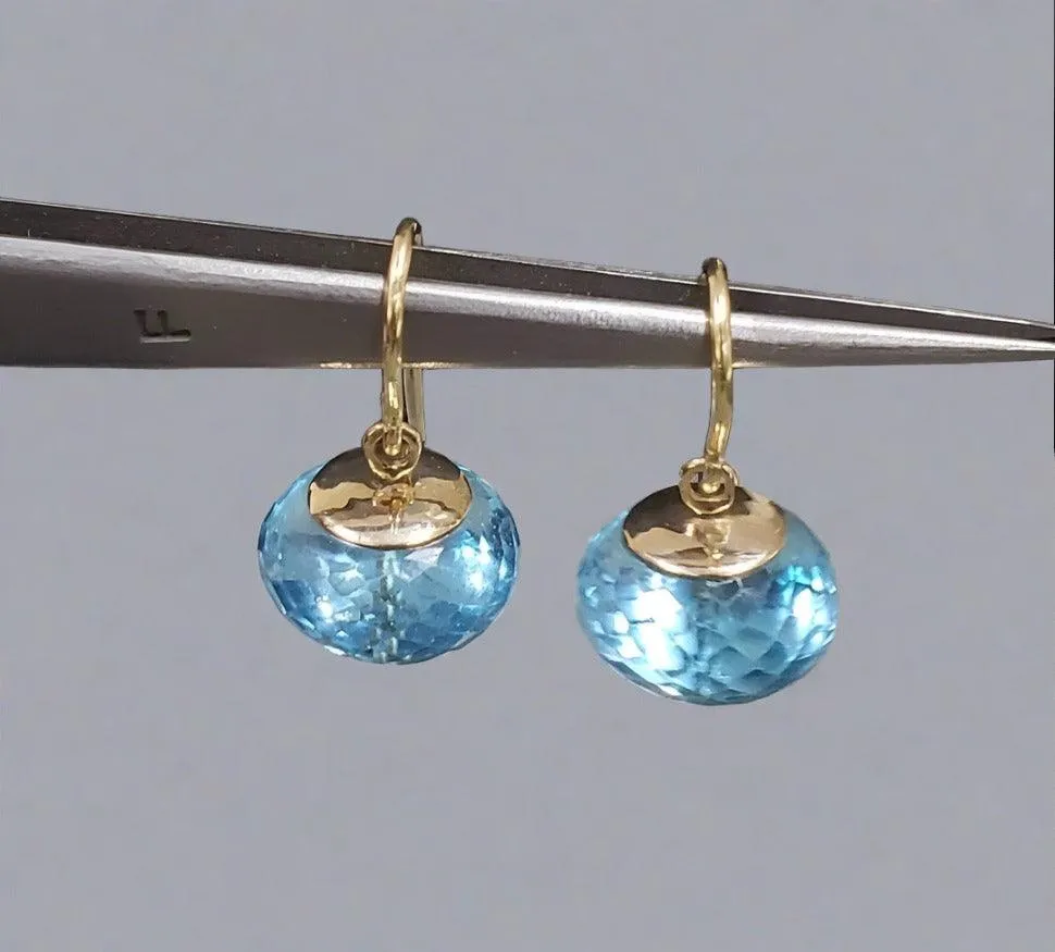 14k Gold Sky Blue Topaz Earrings