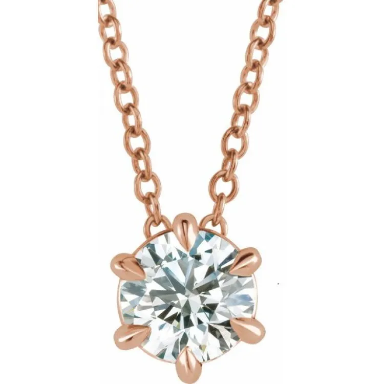 14K Rose 3/8 CT Lab-Grown Diamond Solitaire 16-18" Necklace