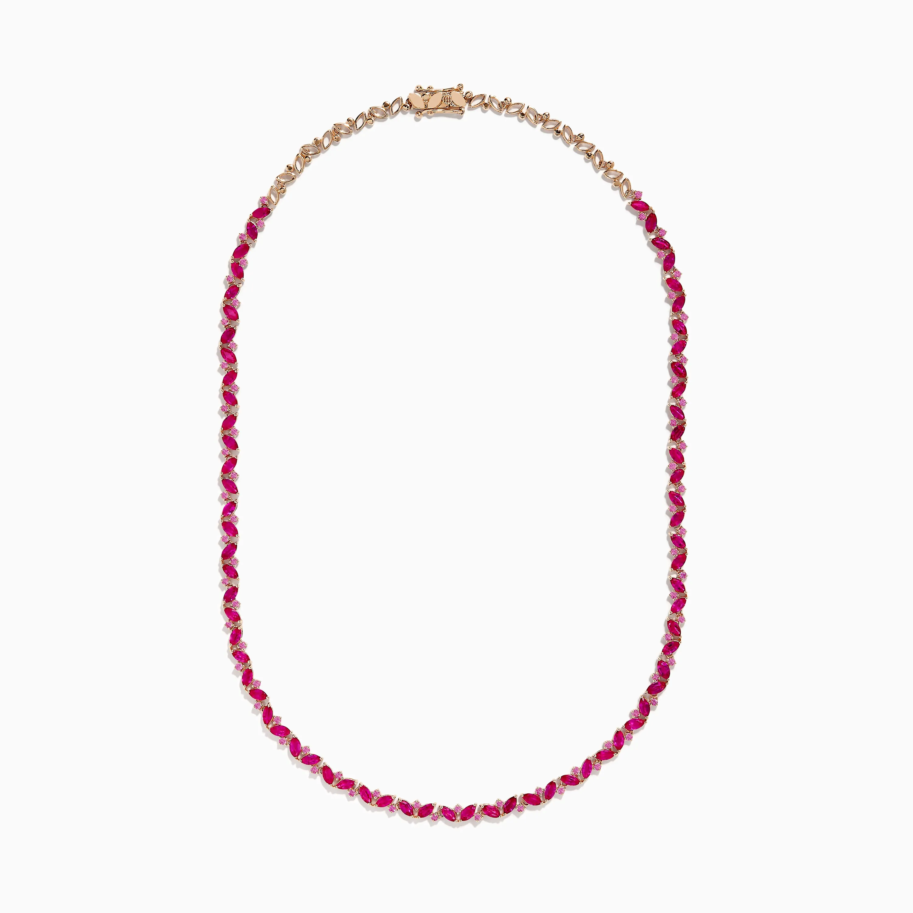 14k Rose Gold Ruby and Pink Sapphire Necklace