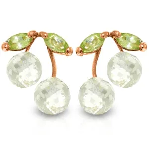 14K Solid Rose Gold Earrings w/ Rose Topaz & Peridots