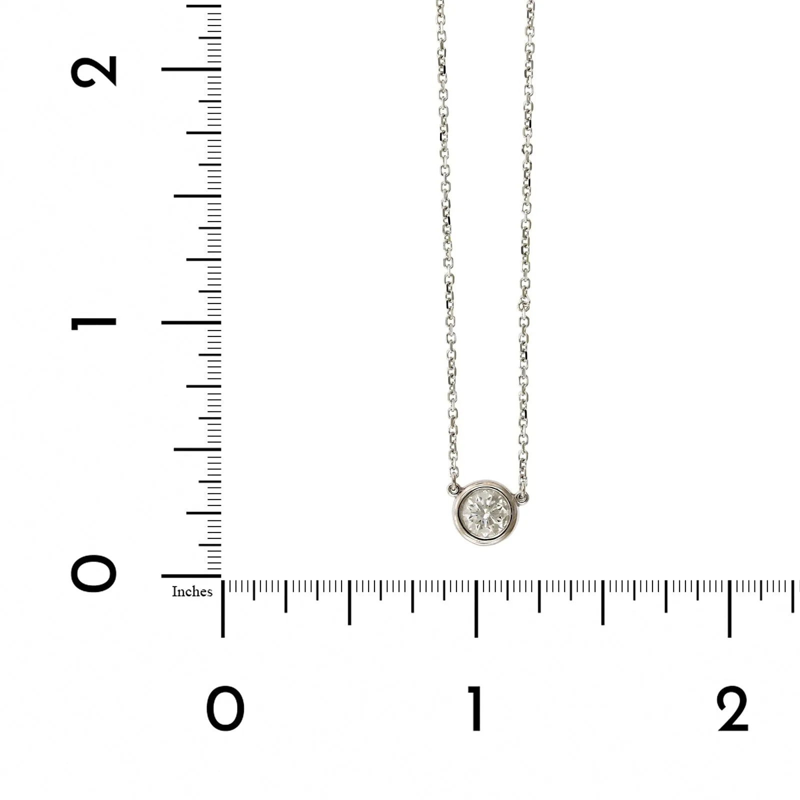 14K White Gold Diamond Bezel Necklace