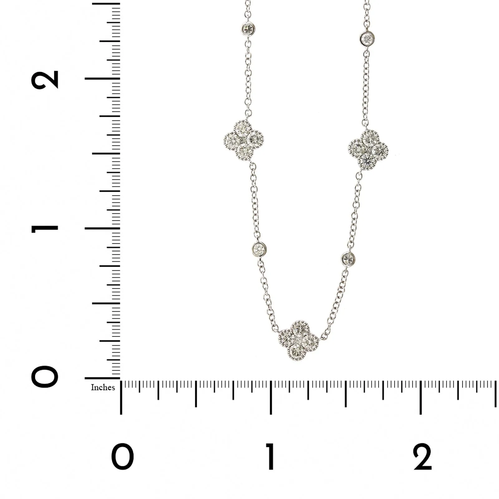 14K White Gold Diamond Clover Necklace