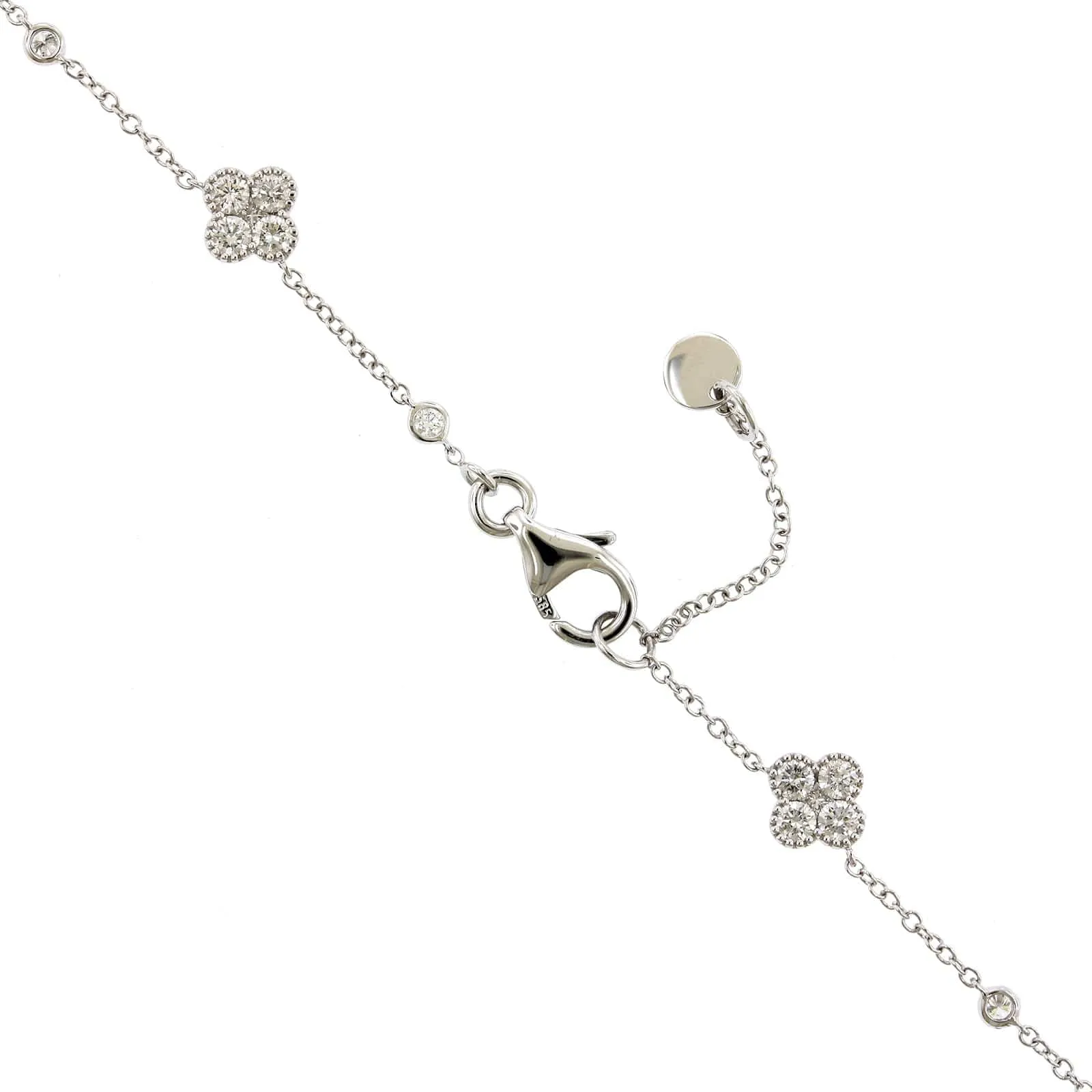 14K White Gold Diamond Clover Necklace