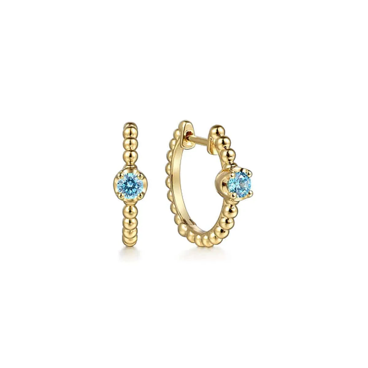 14K Yellow Gold Bujukan Blue Topaz Huggie Earrings - EG15184Y4JBT