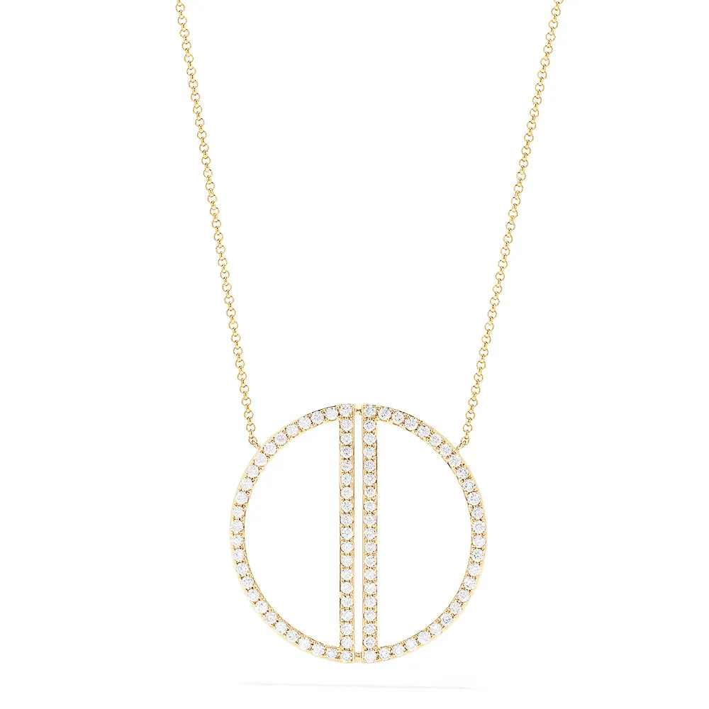 14K Yellow Gold Diamond Geo Necklace, 0.97 TCW