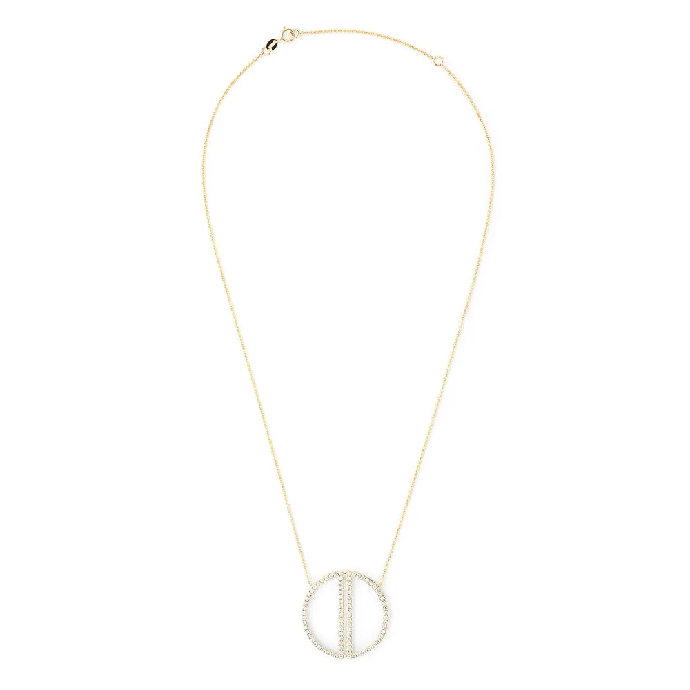 14K Yellow Gold Diamond Geo Necklace, 0.97 TCW