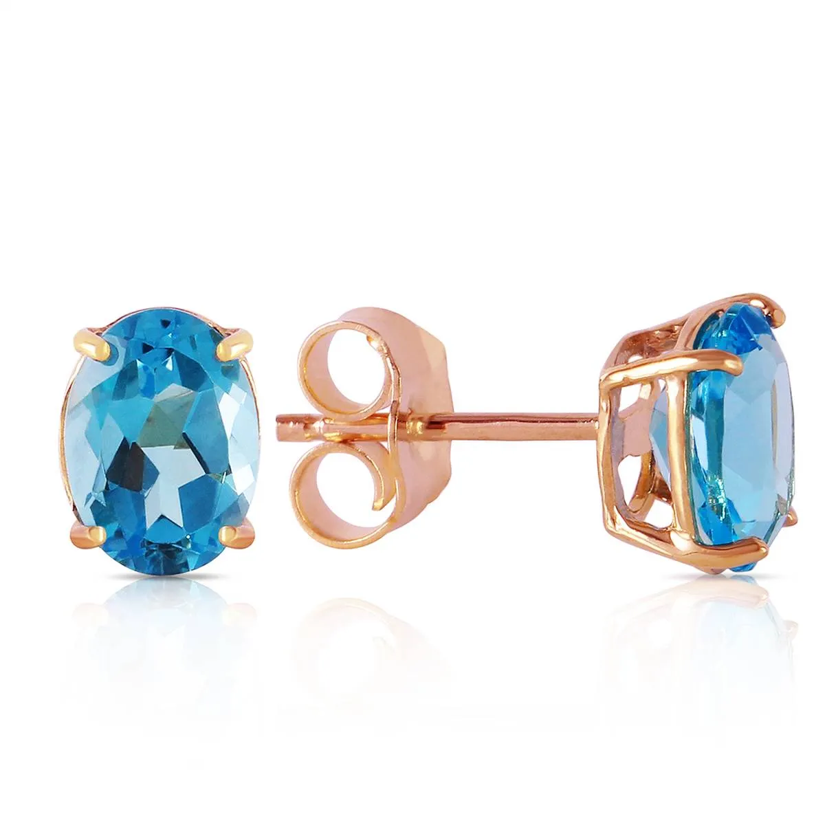 1.8 Carat 14K Solid Rose Gold Panache Blue Topaz Stud Earrings