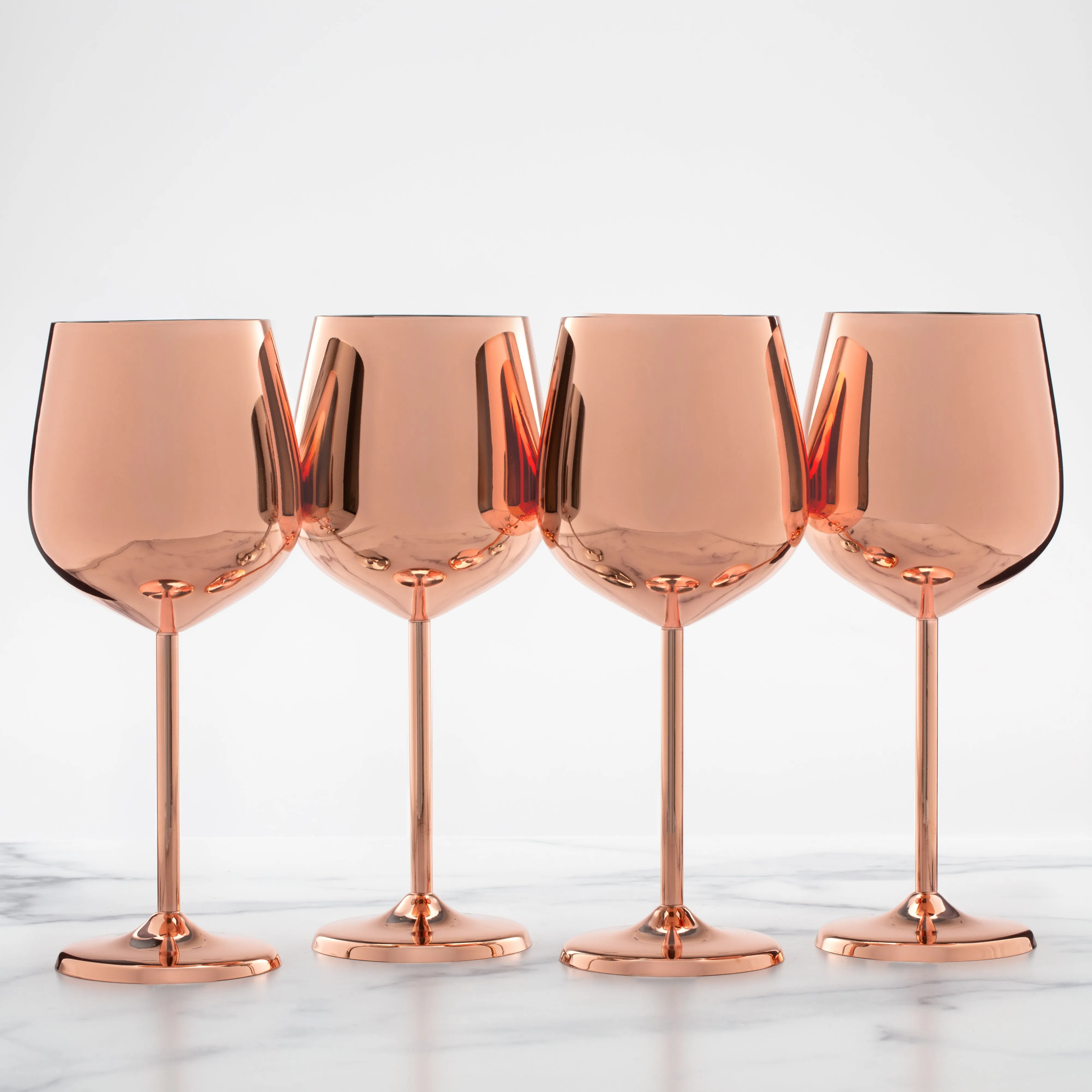 18 Oz Copper Stainless Wine Glasses, Set of 4