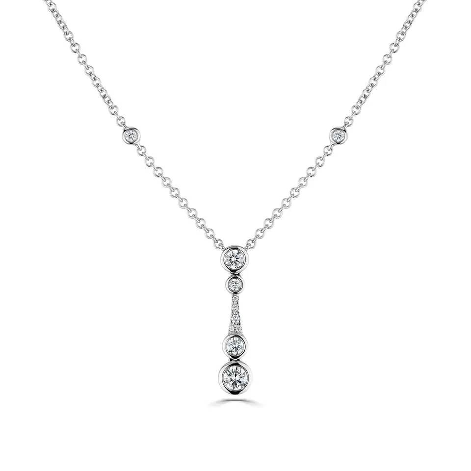 18ct White Gold 0.56ct Diamond Drop Necklace