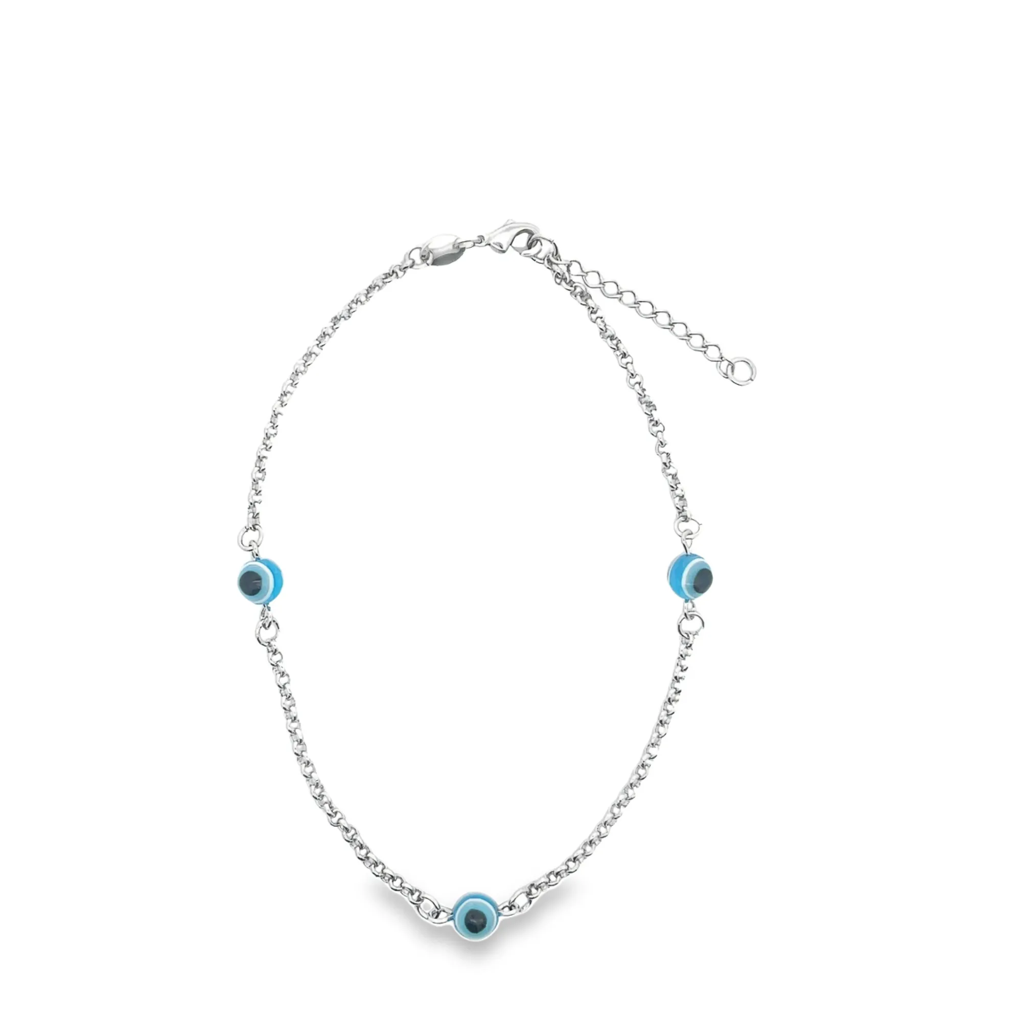 18K Gold Filled Blue Evil Eye Charm Anklet (E150)