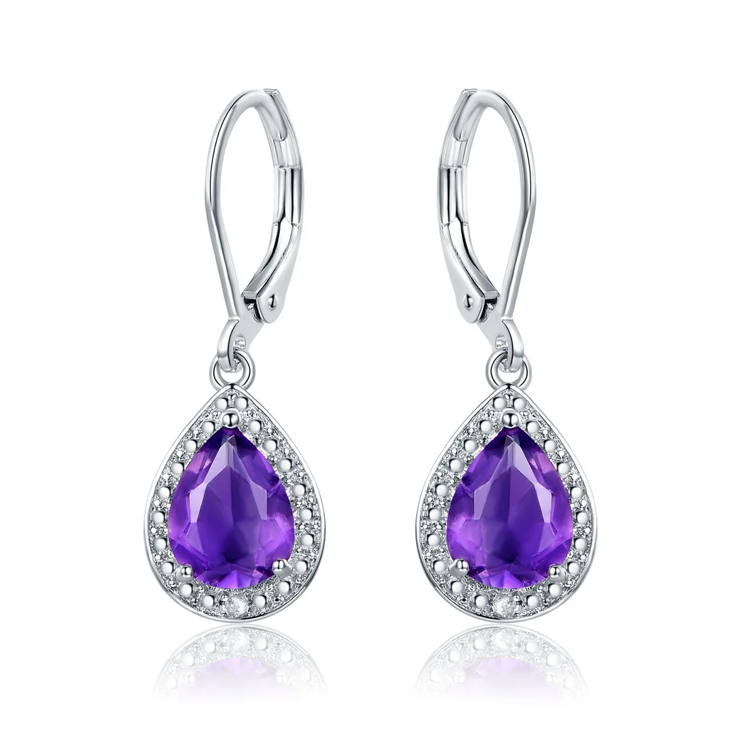 18K White Gold Plated Crystal Teardrop Earrings