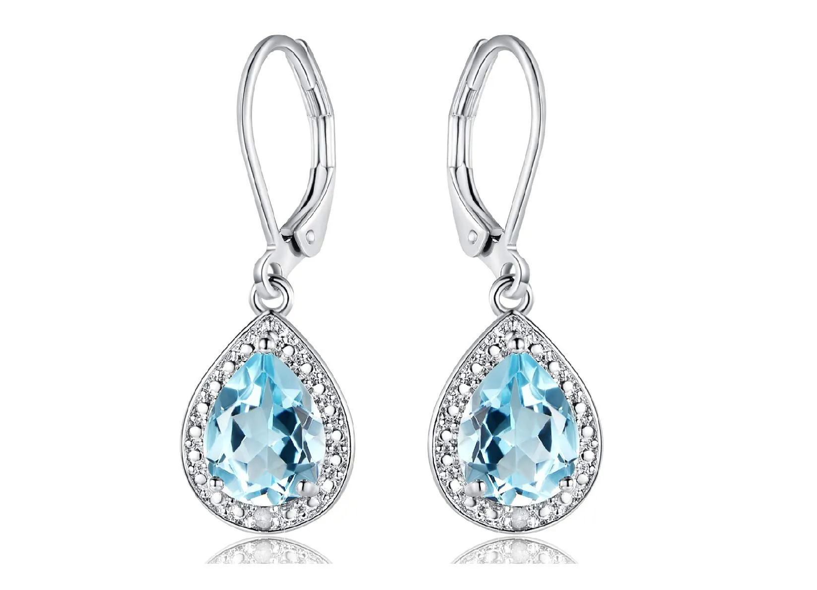 18K White Gold Plated Crystal Teardrop Earrings