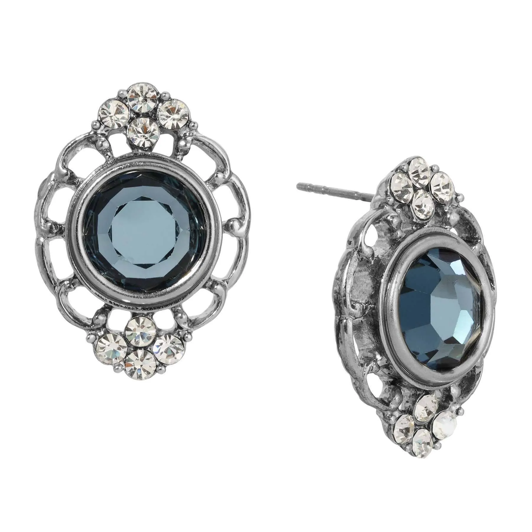 1928 Jewelry Sumptuous European Channel & Clear Crystal Post Drop Earrings