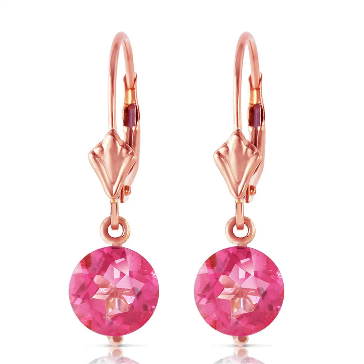 3.1 Carat 14K Solid Rose Gold Youth Pink Topaz Earrings