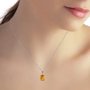 3.12 Carat 14K Solid White Gold Doing Good Citrine Necklace