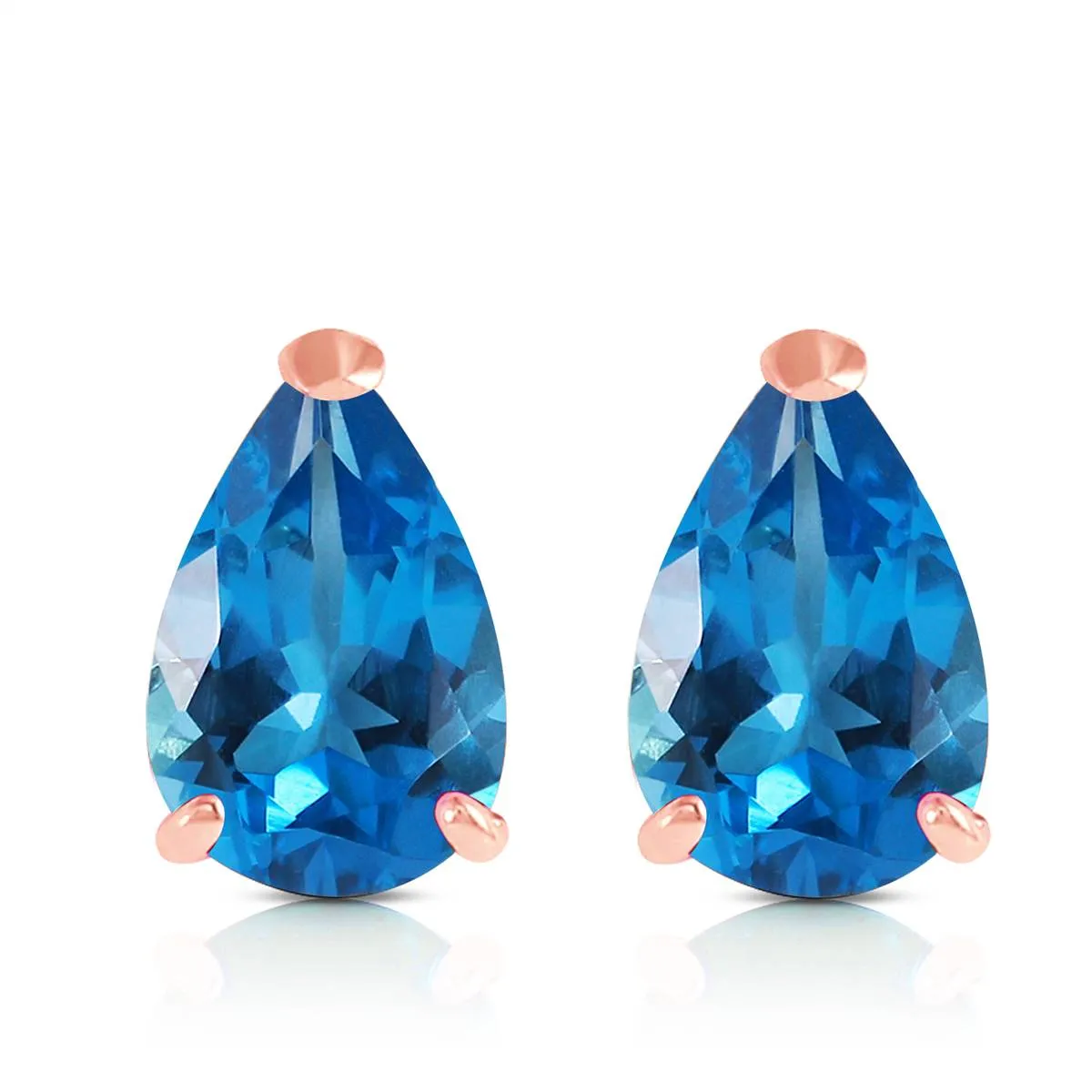 3.15 Carat 14K Solid Rose Gold Stud Earrings Natural Blue Topaz