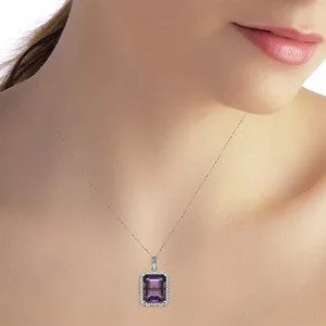5.8 Carat 14K Solid White Gold Bright Side Amethyst Diamond Necklace