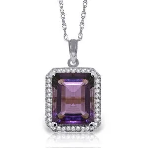5.8 Carat 14K Solid White Gold Bright Side Amethyst Diamond Necklace