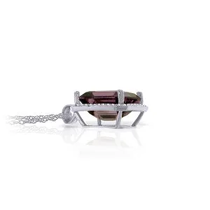 5.8 Carat 14K Solid White Gold Bright Side Amethyst Diamond Necklace