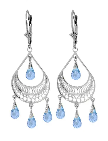 6.75 Carat 14K Solid Yellow Gold Barcelona Blue Topaz Earrings