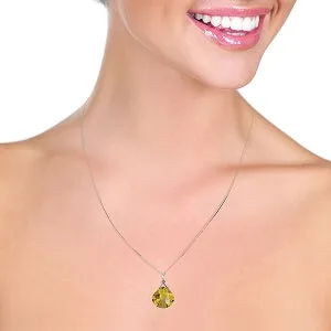 8.5 Carat 14K Solid White Gold Purposeful Citrine Necklace