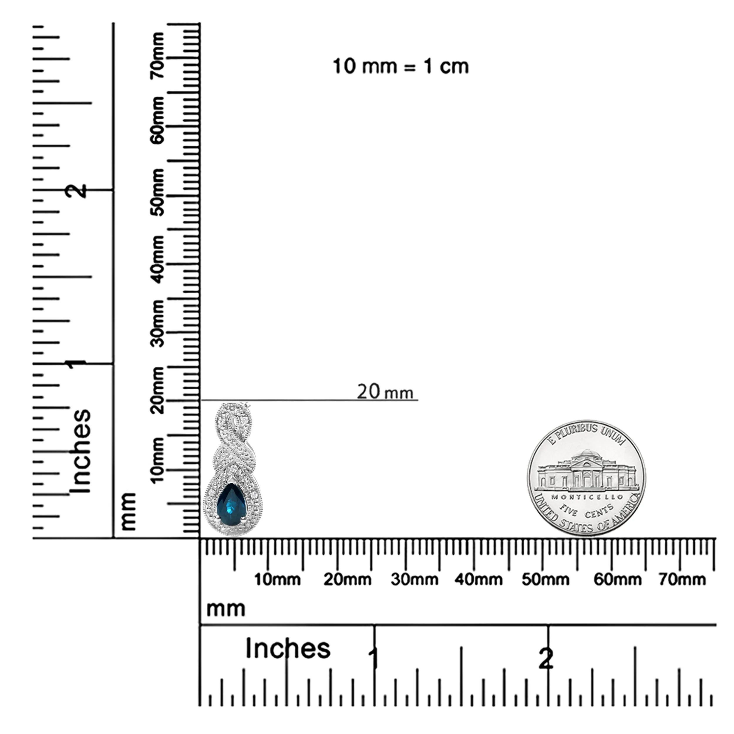 .925 Sterling Silver 6x4mm Pear Sapphire and Diamond Accent Infinity Drop 18" Pendant Necklace