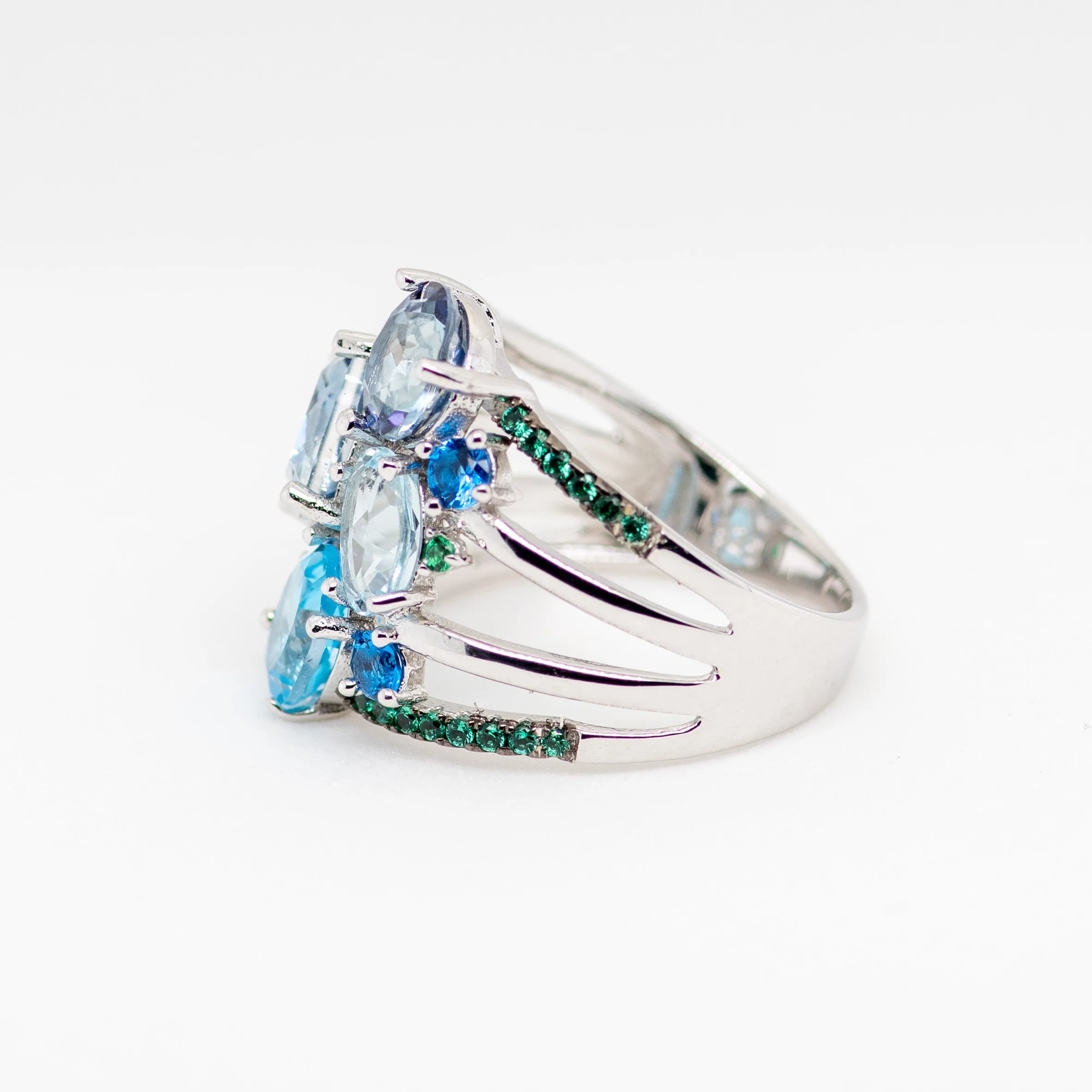 Azura II Mystic Quartz Swiss Blue Topaz Ring in Sterling Silver