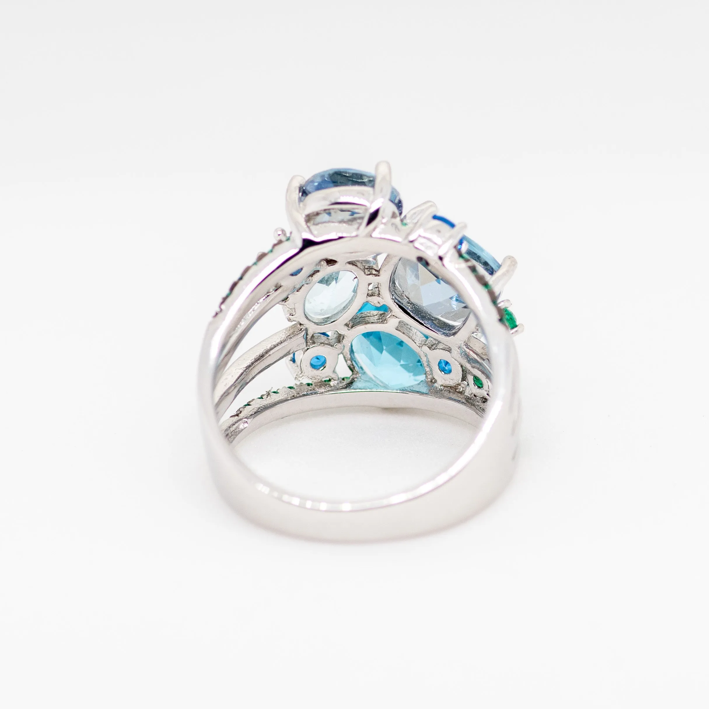 Azura II Mystic Quartz Swiss Blue Topaz Ring in Sterling Silver