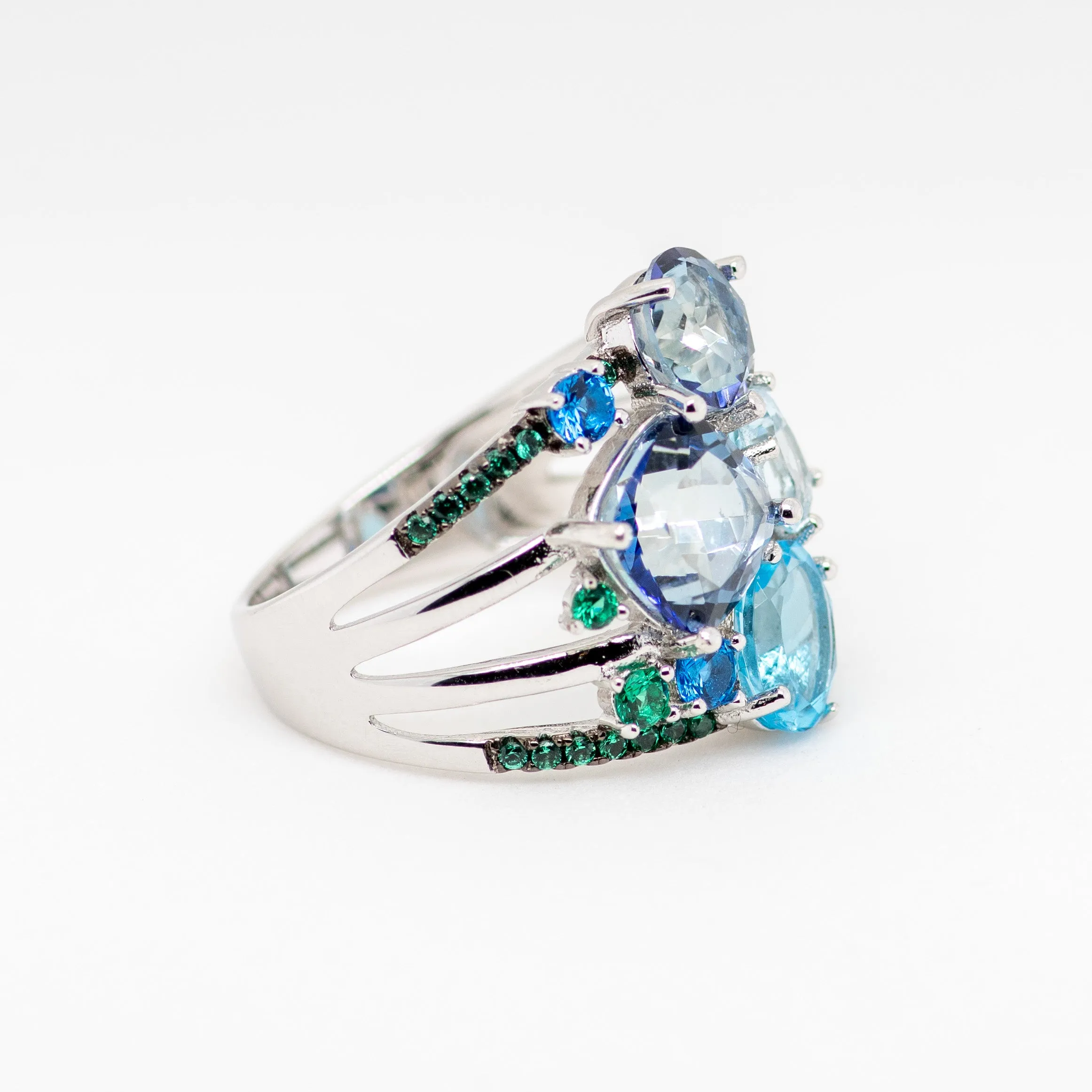Azura II Mystic Quartz Swiss Blue Topaz Ring in Sterling Silver