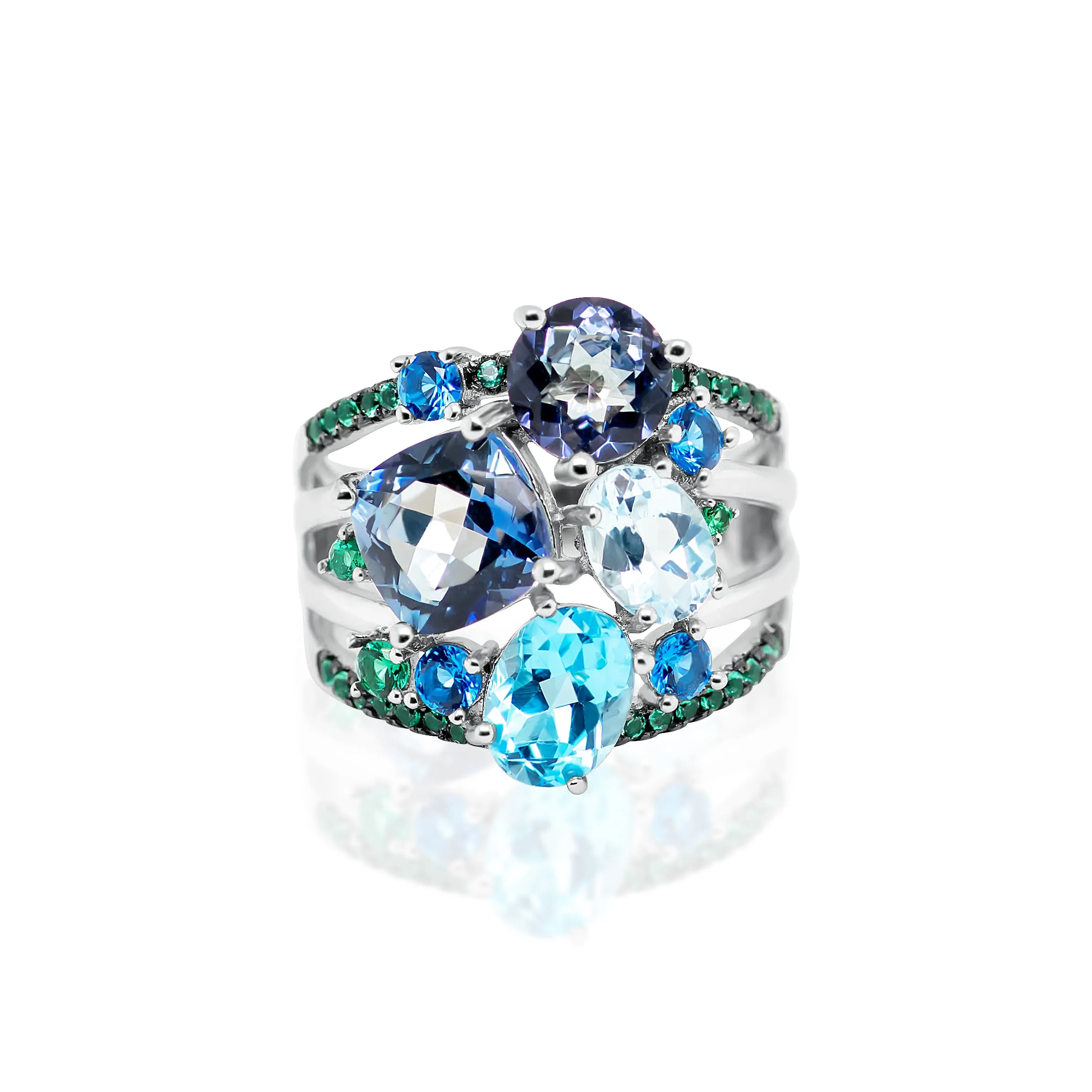 Azura II Mystic Quartz Swiss Blue Topaz Ring in Sterling Silver