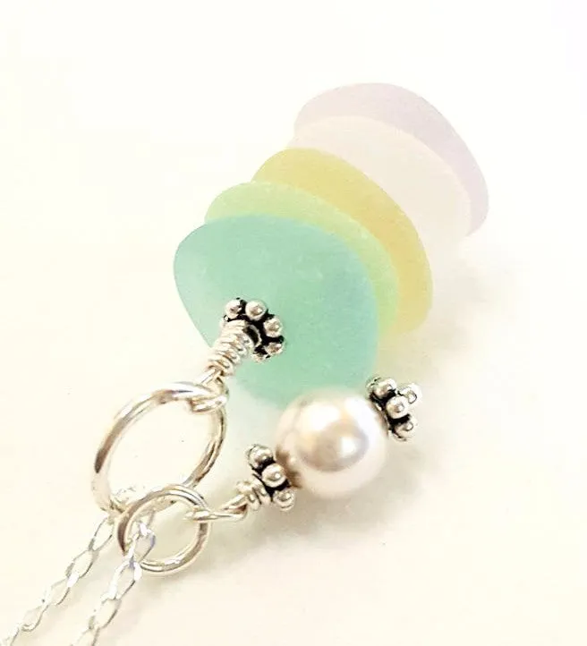 Beach Necklace Real Sea Glass Jeweley With Rare Colors