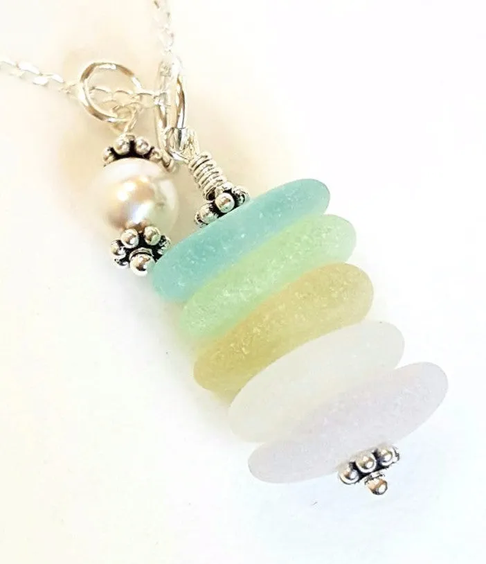 Beach Necklace Real Sea Glass Jeweley With Rare Colors