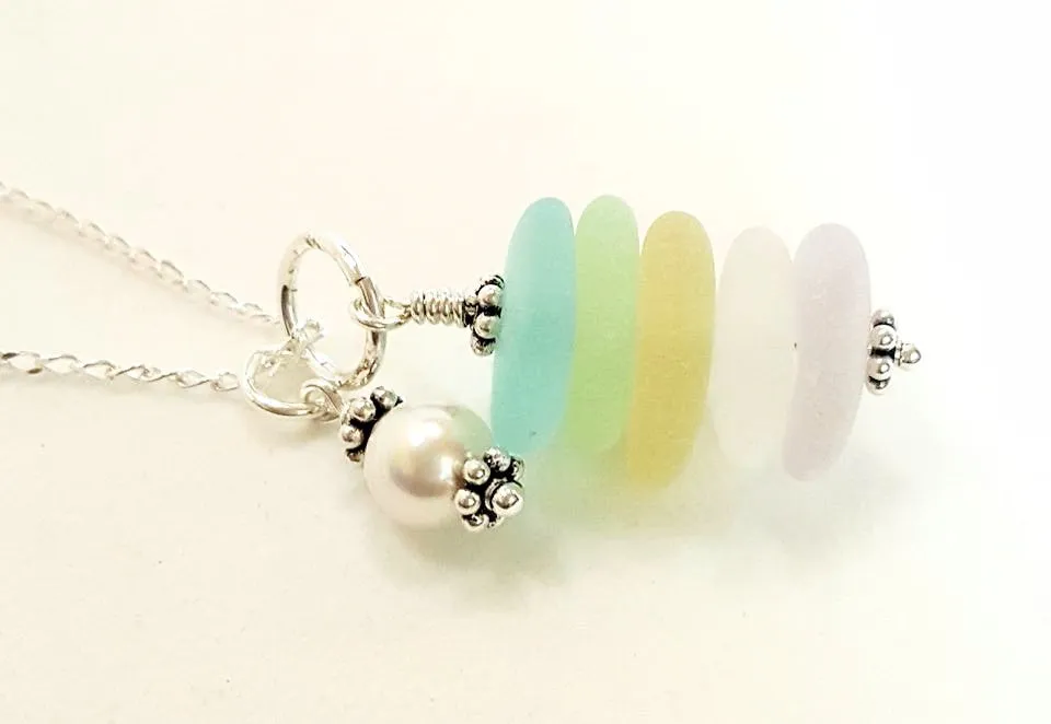 Beach Necklace Real Sea Glass Jeweley With Rare Colors