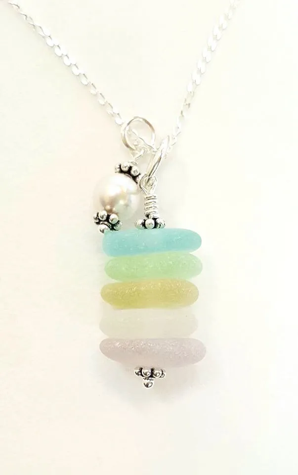 Beach Necklace Real Sea Glass Jeweley With Rare Colors