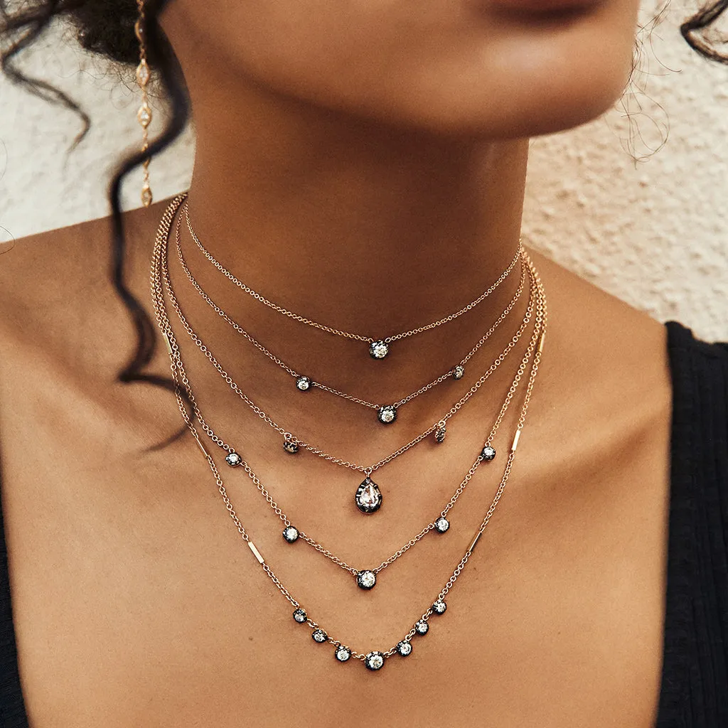 BLACK RHODIUM 3 GRADUATED SOPHIA DIAMOND NECKLACE