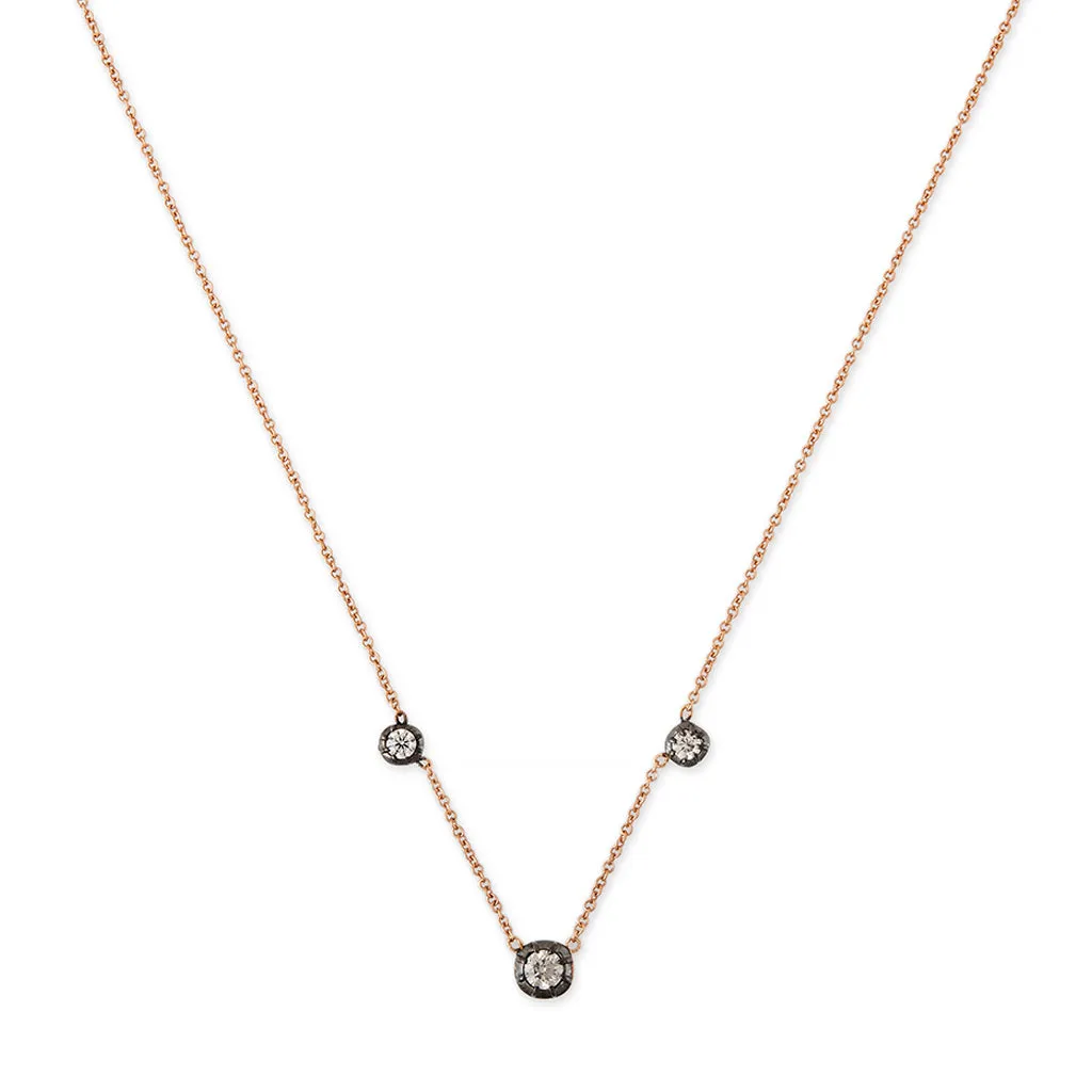 BLACK RHODIUM 3 GRADUATED SOPHIA DIAMOND NECKLACE