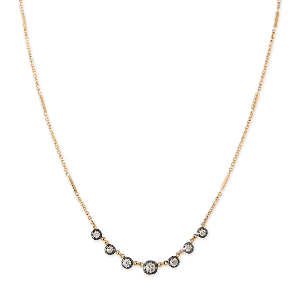 BLACK RHODIUM 7 GRADUATED SOPHIA DIAMOND SMOOTH BAR NECKLACE