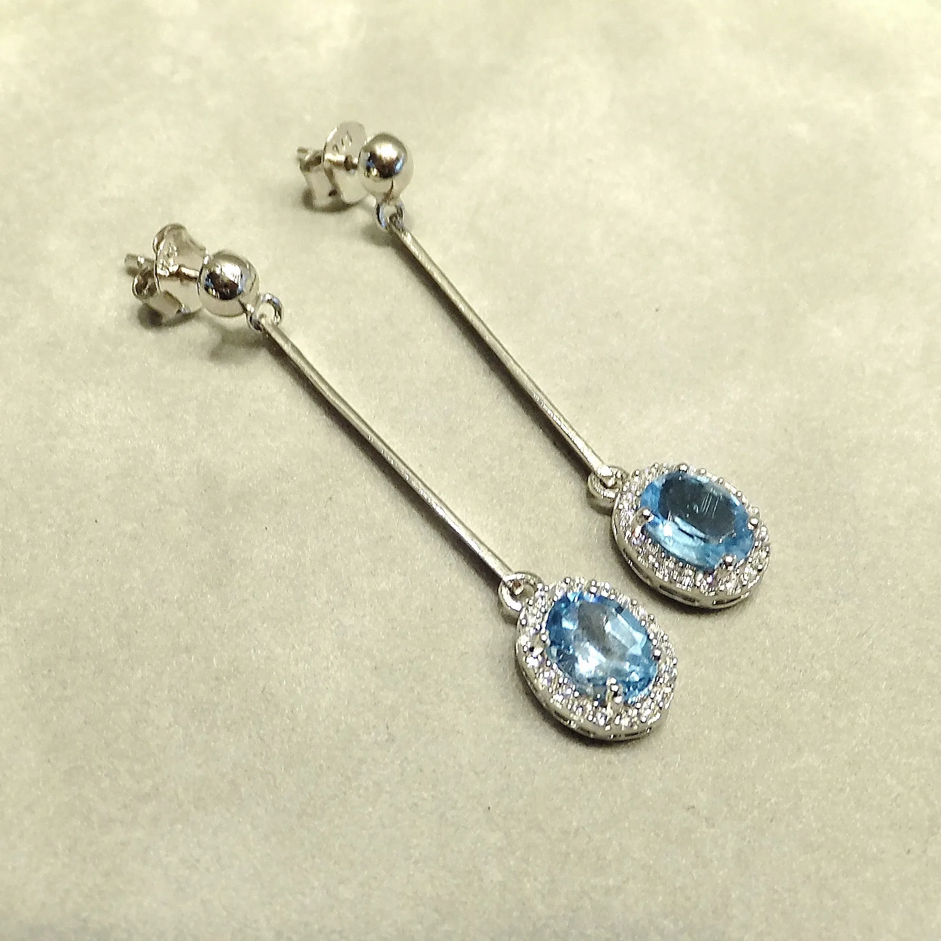 Blue Topaz and Sterling Silver Drop Earrings
