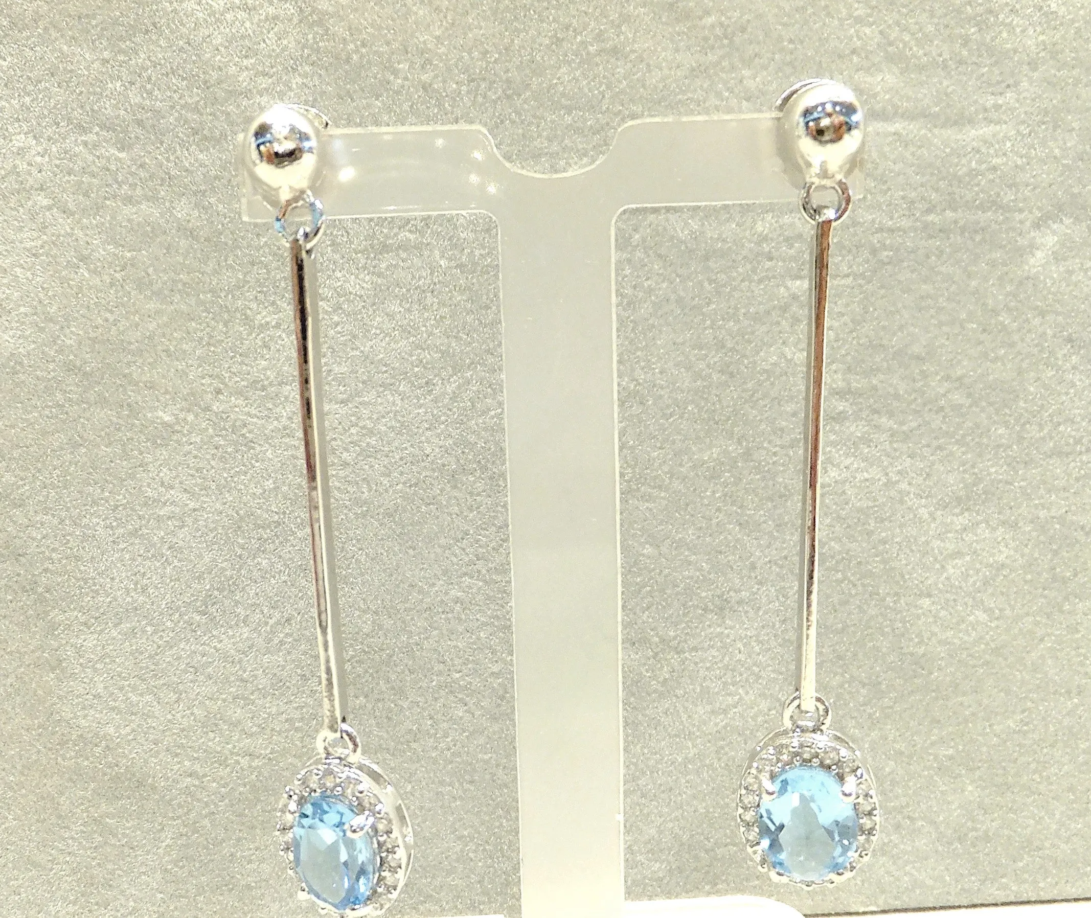 Blue Topaz and Sterling Silver Drop Earrings