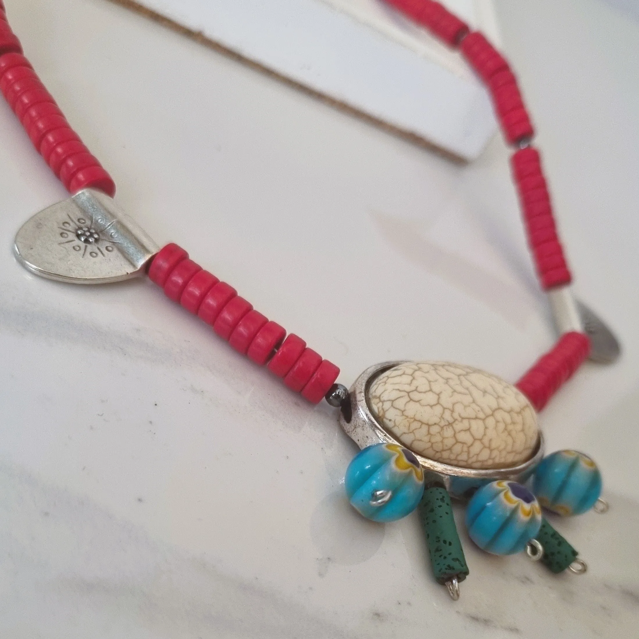 Boho red necklace