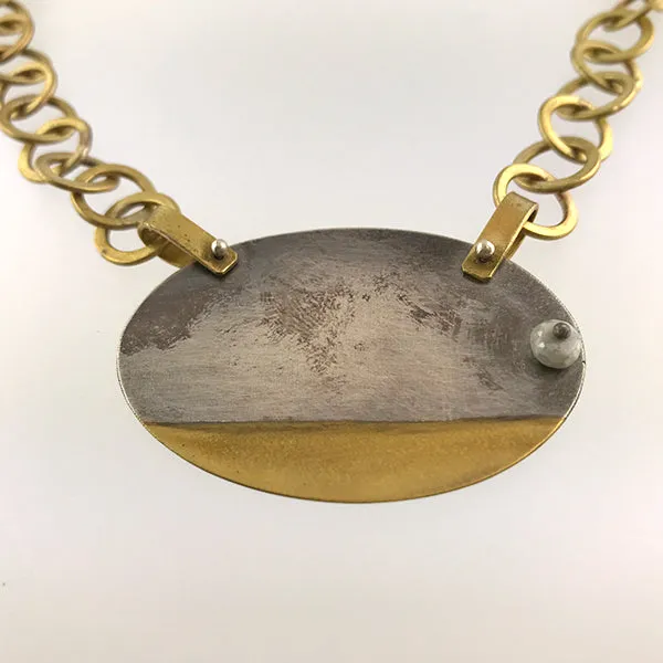 Brass, Sterling & Sapphire Necklace