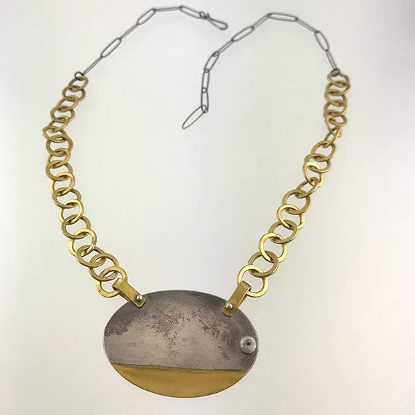 Brass, Sterling & Sapphire Necklace