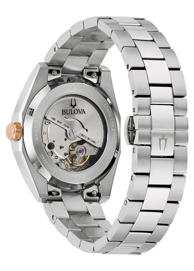 BULOVA GENTS SURVEYOR AUTOMATIC BURGUNDY RED DIAL STAINLESS 98B422