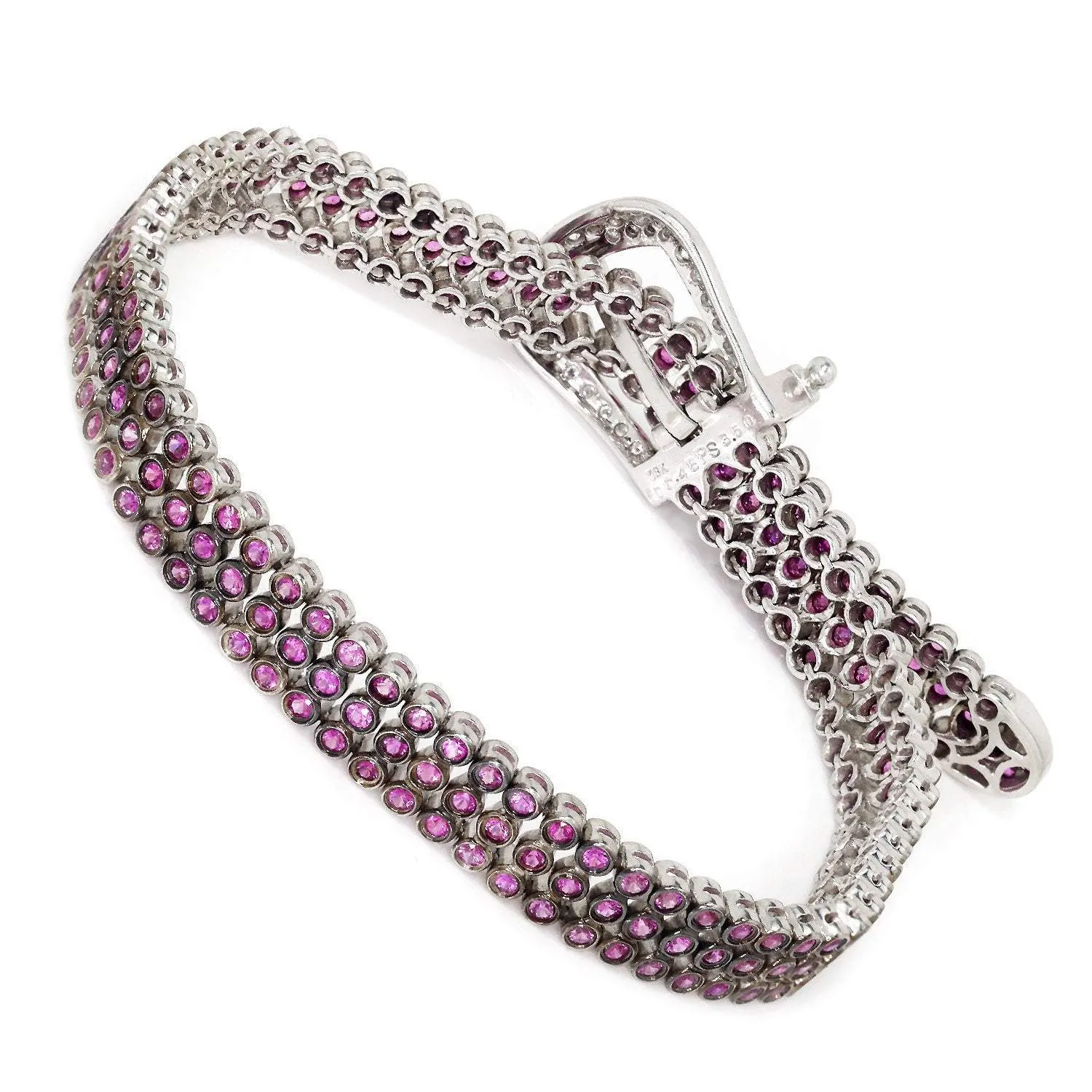 Certified Pink & Purple Sapphire Belt Buckle Bracelet with Diamonds