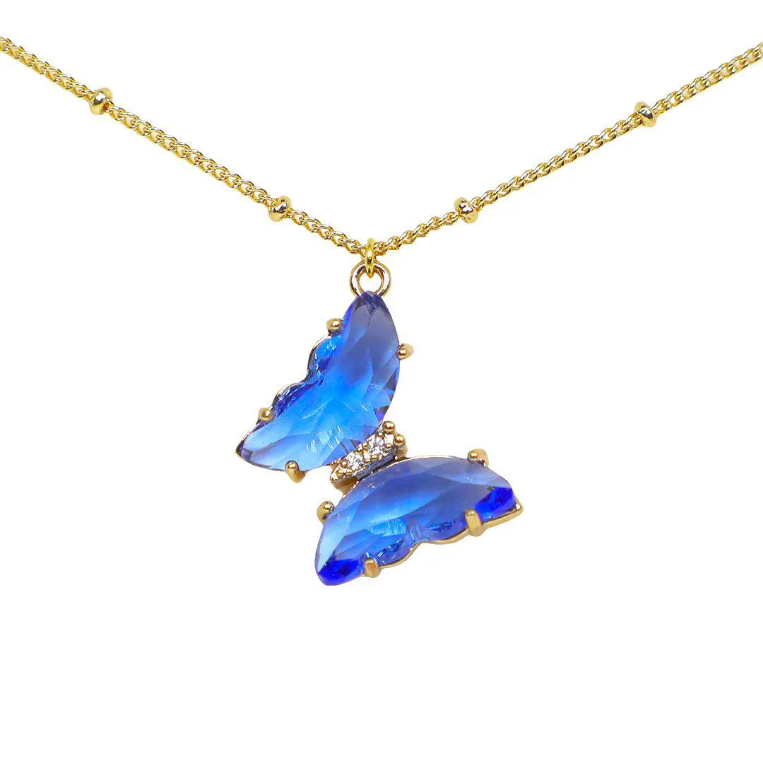 Clear Crystal Butterfly Necklace