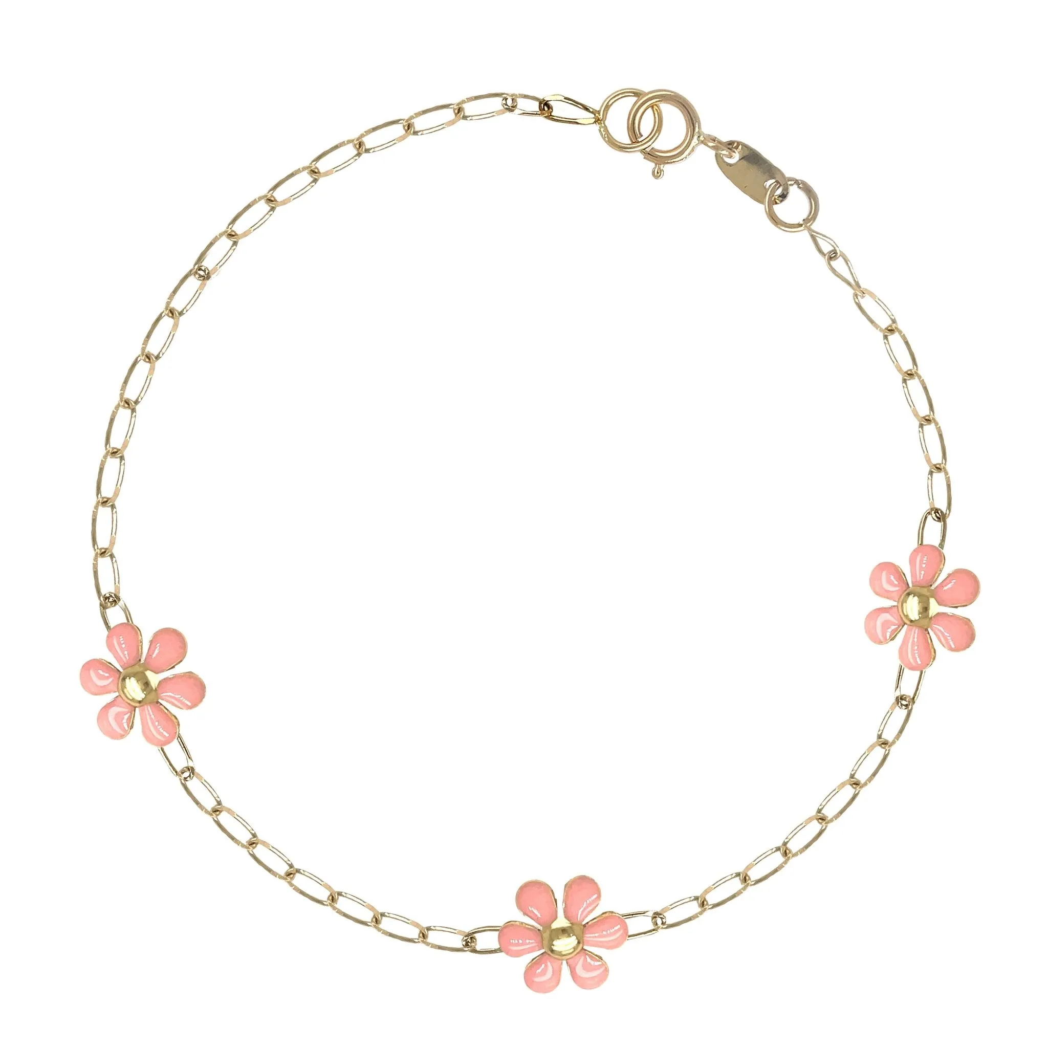 Coral Pink Enamel Flower Bracelet
