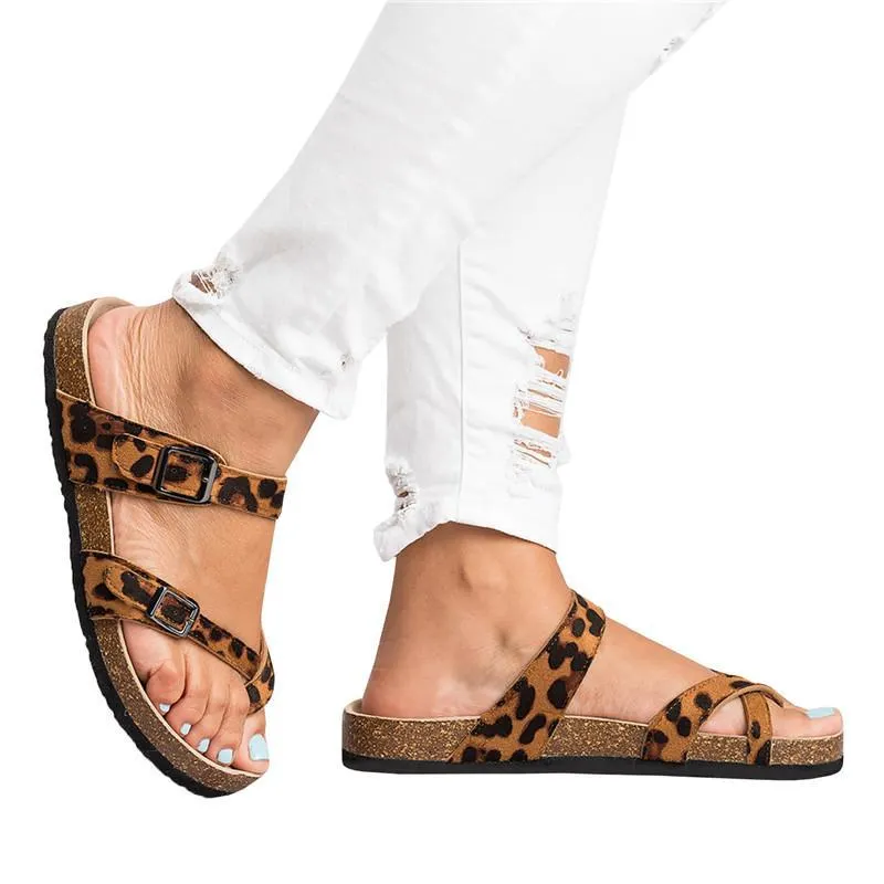 Criss cross footbed sandals ring toe slides