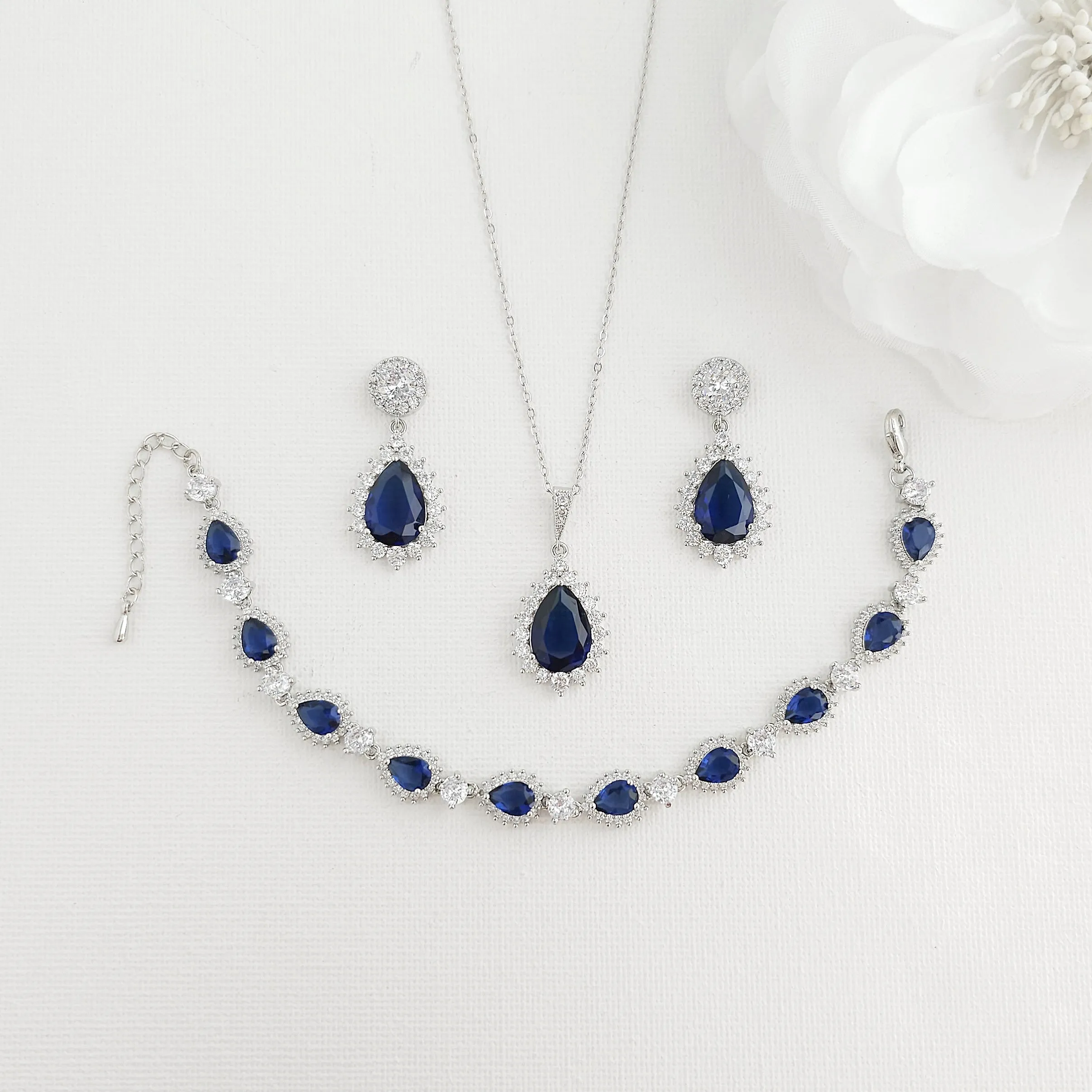 Elegant Blue Bridal Jewelry Set Something Blue for Weddings-Aoi